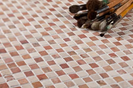 Terrakotta-vit marmor mosaik 20x20mm