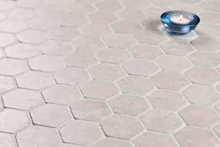 Hexagon vit marmor, 60x60mm