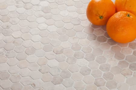 Hexagon Mini vit marmor mosaik